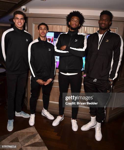 Michael Porter, Jr., Zhaire Smith, Marvin Bagley III, and DeAndre Ayton attend the PUMA Basketball launch party at 40/40 Club on June 20, 2018 in New...