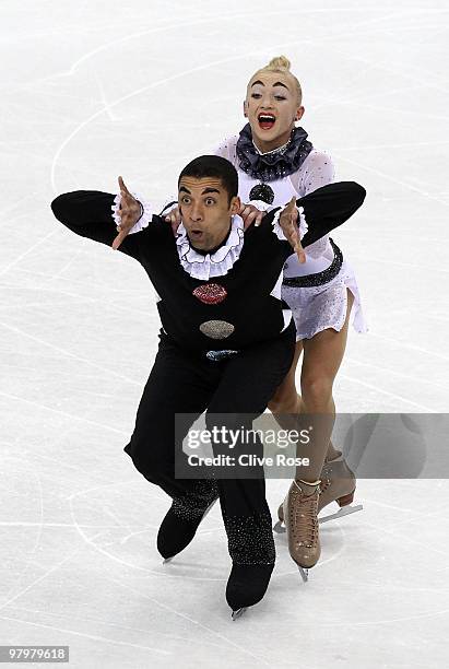 Aliona Savchenko and Robin Szolkowy of Germany compete in the Pairs Short Program during the 2010 ISU World Figure Skating Championships on March 23,...