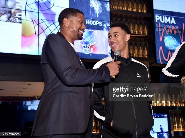 Jalen Rose and Zhaire Smith attend the PUMA Basketball launch party at 40/40 Club on June 20, 2018 in New York City.