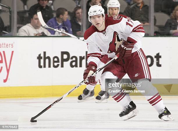 Radim Vrbata of the Phoenix Coyotes skates against the Dallas Stars on March 21, 2010 at the American Airlines Center in Dallas, Texas.