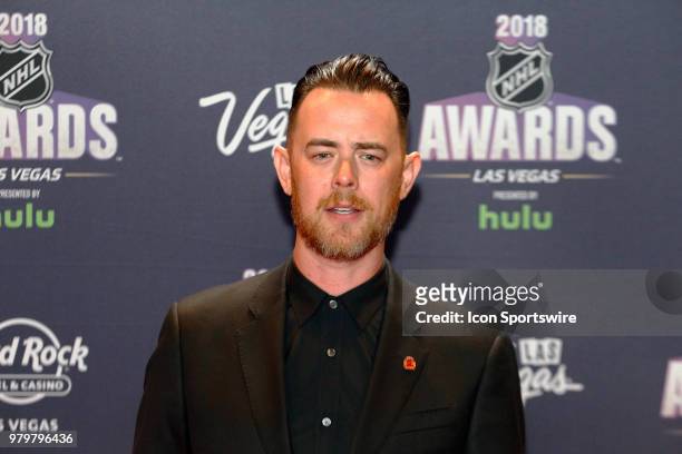 Actor Colin Hanks poses for photos on the red carpet during the 2018 NHL Awards presented by Hulu at The Joint, Hard Rock Hotel & Casino on June 20,...