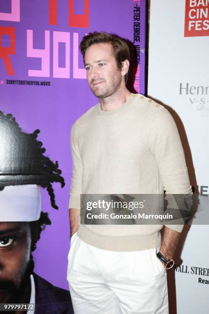 Armie Hammer during the 10th Annual BAMcinemaFest Opening Night Premiere Of "Sorry To Bother You" at BAM Harvey Theater on June 20, 2018 in New York...