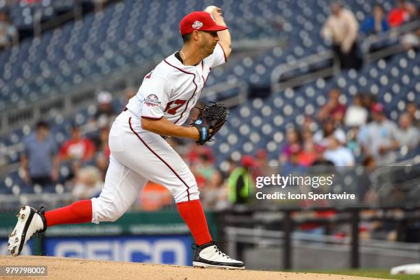 Washington Nationals starting pitcher Gio Gonzalez pitches in the first inning during the game between the Baltimore Orioles and the Washington...