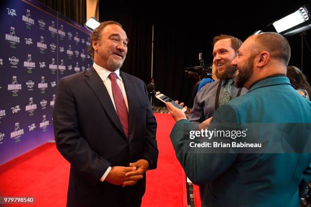 Actor Jim Belushi arrives at the 2018 NHL Awards presented by Hulu at the Hard Rock Hotel & Casino on June 20, 2018 in Las Vegas, Nevada.