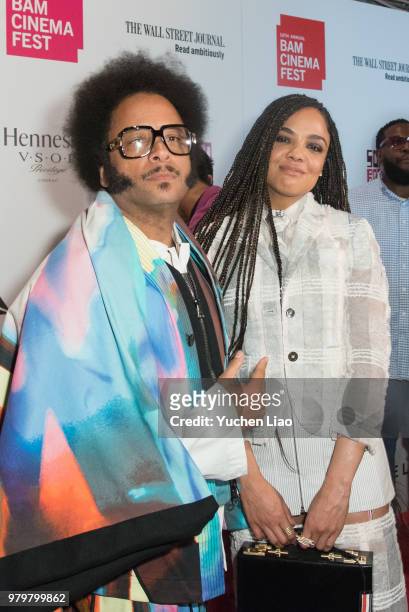 Boots Riley and Tessa Thompson attends "Sorry To Bother You" 10th Annual BAMcinemaFest Opening Night Premiere at BAM Harvey Theater on June 20, 2018...