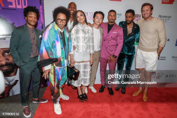 Jermaine Fowler, Boots Riley, Terry Crews, Tessa Thompson, Steven Yeun,Omari Hardwick, Lakeith Stanfield and Armie Hammer during the 10th Annual...