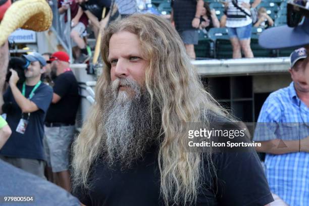 Country singer Jamey Johnson arrives for the National Anthem at the 2018 Southern League All-Star Game. The South All-Stars defeated the North...