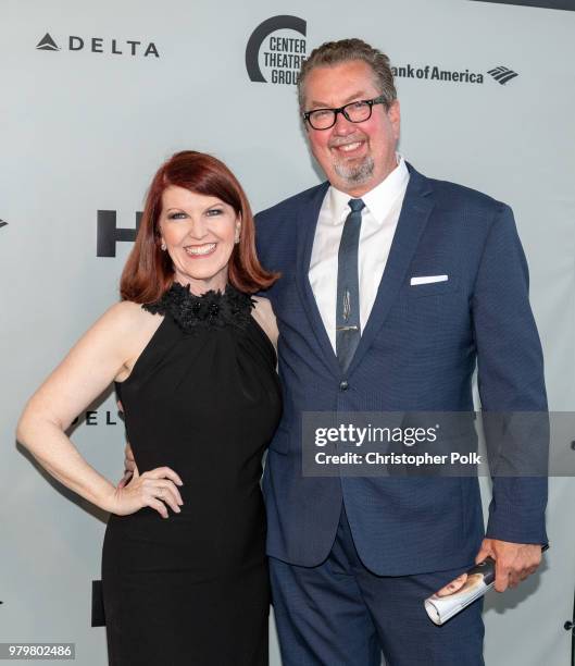 Kate Flannery and husband Chris Haston arrive to the opening night of the "Humans" at the Ahmanson Theatre on June 20, 2018 in Los Angeles,...