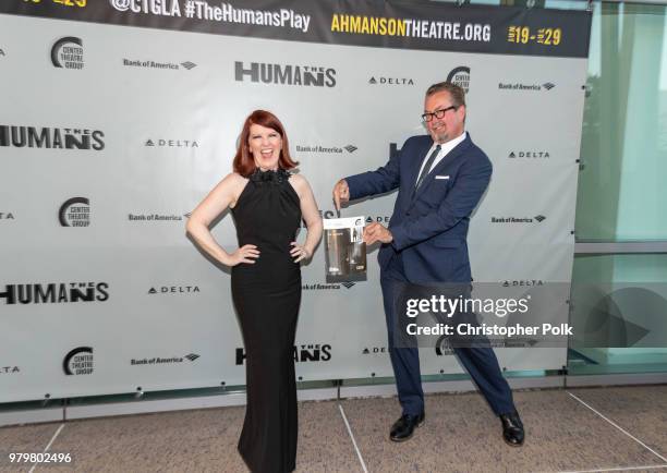 Kate Flannery and husband Chris Haston arrive to the opening night of the "Humans" at the Ahmanson Theatre on June 20, 2018 in Los Angeles,...