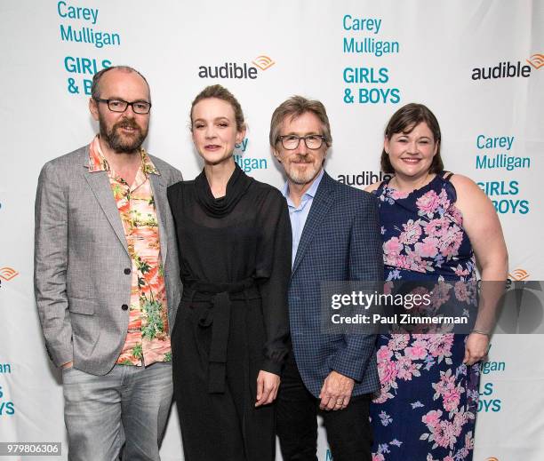 Playwright Dennis Kelly, actress Carey Mulligan, Founder and CEO of Audible, Don Katz and artistic producer of Audible Theater Kate Navin attend...