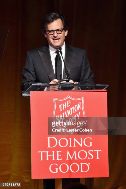 Ben Mankiewicz speaks onstage during the 2018 Sally Awards presented by The Salvation Army at the Beverly Wilshire Four Seasons Hotel on June 20,...