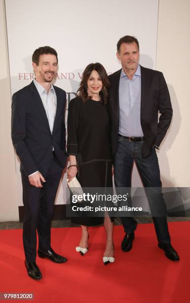 March 2018, Germany, Berlin: Film producer Oliver Berben , actress Iris Berben and her partner, actor Heiko Kiesow attend the presentation of the new...