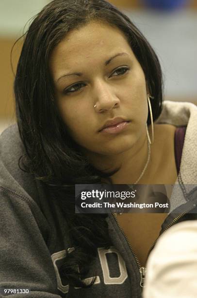 By Dayna Smith/twp SUBJECT: Annika Peterson a freshman at Potomac High School in Dumfries pictured in Algebra class .