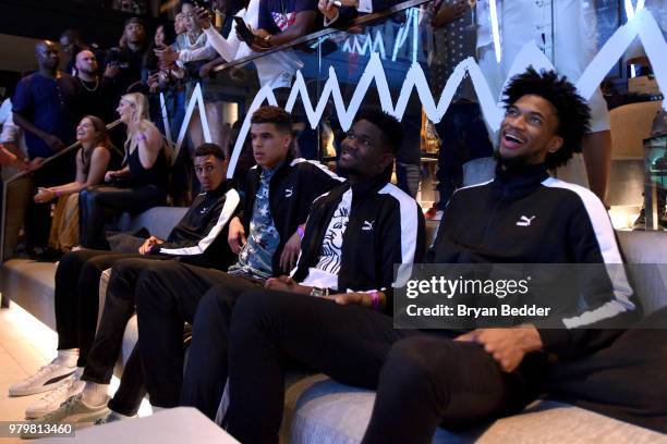 Michael Porter, Jr., Zhaire Smith, DeAndre Ayton and Marvin Bagley III, attend the PUMA Basketball launch party at 40/40 Club on June 20, 2018 in New...