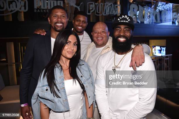 Jalen Rose, Molly Qerim, Rudy Gay, and God Shammgod attend the PUMA Basketball launch party at 40/40 Club on June 20, 2018 in New York City.