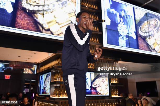 Boogie wit da Hoodie performs onstage during the PUMA Basketball launch party at 40/40 Club on June 20, 2018 in New York City.