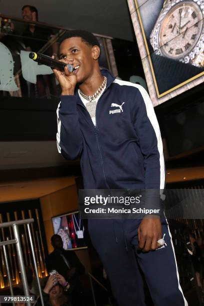 Boogie wit da Hoodie performs onstage during the PUMA Basketball launch party at 40/40 Club on June 20, 2018 in New York City.