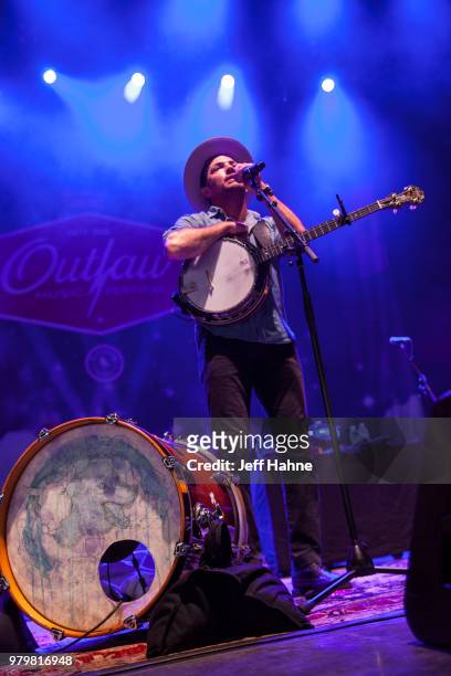 Singer/banjo player Scott Avett of The Avett Brothers performs at PNC Music Pavilion on June 20, 2018 in Charlotte, North Carolina.