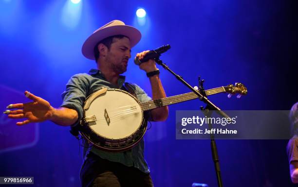 Singer/banjo player Scott Avett of The Avett Brothers performs at PNC Music Pavilion on June 20, 2018 in Charlotte, North Carolina.