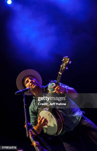 Singer/banjo player Scott Avett of The Avett Brothers performs at PNC Music Pavilion on June 20, 2018 in Charlotte, North Carolina.