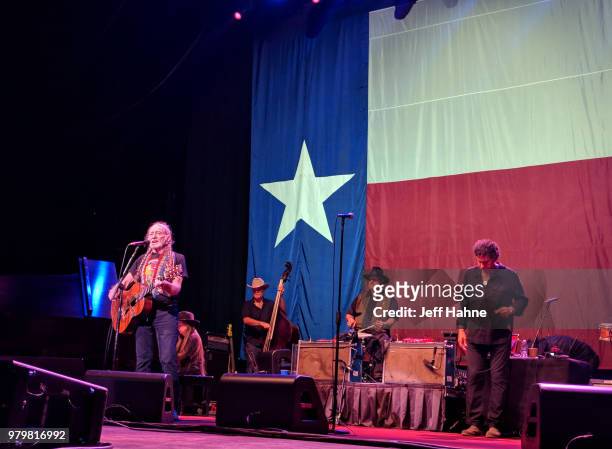 Singer/guitarist Willie Nelson performs at PNC Music Pavilion on June 20, 2018 in Charlotte, North Carolina.