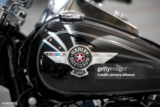 June 2016, Hamburg, Germany: The Harley Davidson logo on a motorbike viewable at a press conference for 'Harley Days'. The European Commission is...