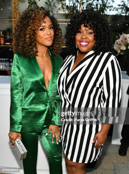 Serayah McNeill and Amber Riley attends the Debra Lee Pre-BET Awards Dinner at Vibiana on June 20, 2018 in Los Angeles, California.