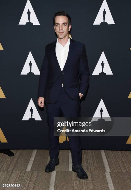 Actor B.J. Novak arrives at The Academy Of Motion Picture Arts And Sciences presentation of "The Sherman Brothers: A Hollywood Songbook" at the...