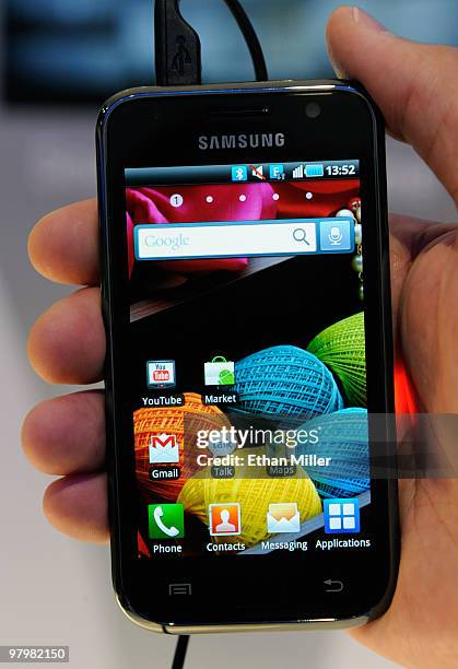 New Samsung Galaxy S Android smartphone is displayed at the International CTIA Wireless 2010 convention at the Las Vegas Convention Center March 23,...