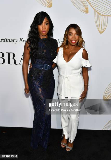 Sevyn Streeter poses with her mother at the Debra Lee Pre-BET Awards Dinner at Vibiana on June 20, 2018 in Los Angeles, California.