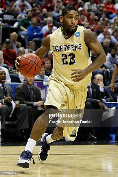 Brad Wanamaker of the Pittsburgh Panthers moves the ball against the Xavier Musketeers during the second round of the 2010 NCAA men's basketball...