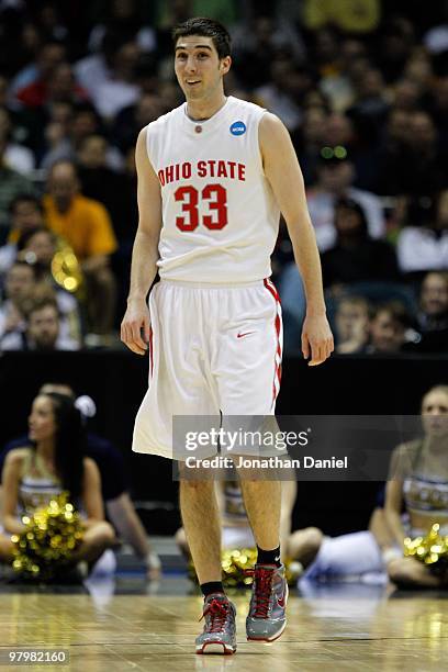 Jon Diebler of the Ohio State Buckeyes looks on while taking on the Georgia Tech Yellow Jackets during the second round of the 2010 NCAA men's...