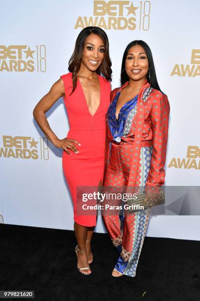 Shaun Robinson and Melanie Fiona attend the Debra Lee Pre-BET Awards Dinner at Vibiana on June 20, 2018 in Los Angeles, California.