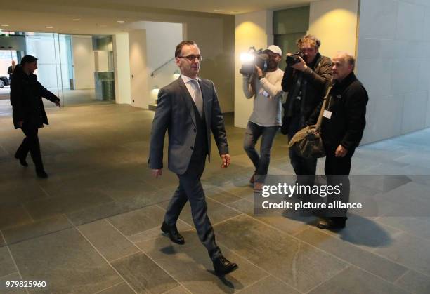 March 2018, Germany, Berlin: Heiko Maas , German Foreign Minister, attends the first German cabinet meeting at the Federal Chancellery with a slight...