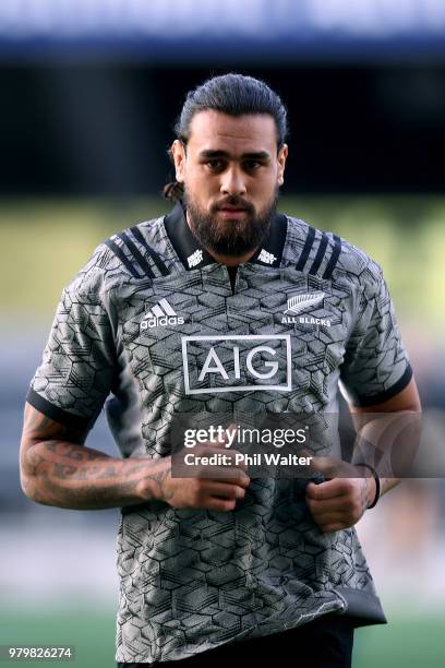 Jackson Hemopo of the All Blacks during a New Zealand All Blacks training session at Forsyth Barr Stadium on June 21, 2018 in Dunedin, New Zealand.