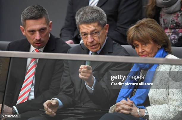 Dpatop - Daniel Sauer, Joachim Sauer, husband of German Chancellor Angela Merkel, and Charlotte Knobloch during the election of the German Federal...