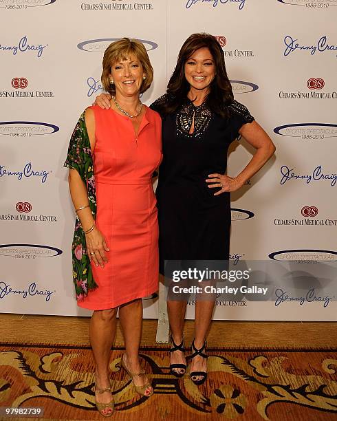 Jenny Craig CEO Patti Larchet and Jenny Craig spokesperson Valerie Bertinelli attend the Cedars-Sinai Sports Spectacular Women's Luncheon presented...