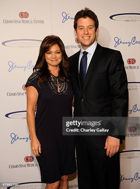 Jenny Craig spokesperson Valerie Bertinelli and TV personality Ben Lyons attend the Cedars-Sinai Sports Spectacular Women's Luncheon presented by...