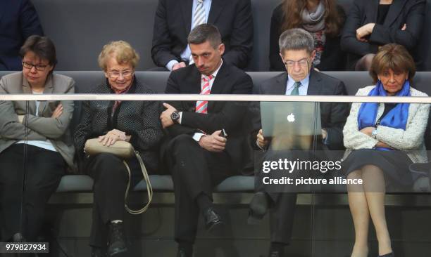 Angela Merkel's office manager Beate Baumann, Herlind Kasner, mother of German Chancellor Angela Merkel, Daniel Sauer, Joachim Sauer, husband of...
