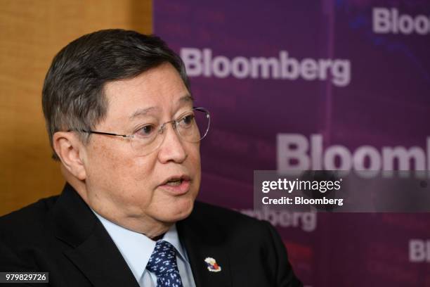 Carlos Dominguez, the Philippines' secretary of finance, speaks during a Bloomberg Television interview in Tokyo, Japan, on June 21, 2018....