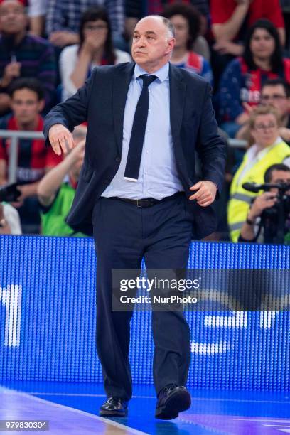 Real Madrid coach Pablo Laso during Liga Endesa Finals match between Kirolbet Baskonia and Real Madrid at Fernando Buesa Arena in Vitoria, Spain....