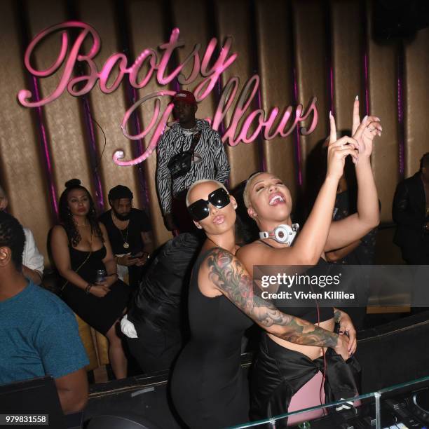 Amber Rose and DJ Duffey attend Amber Rose x Simply Be Launch Party at Bootsy Bellows on June 20, 2018 in West Hollywood, California.