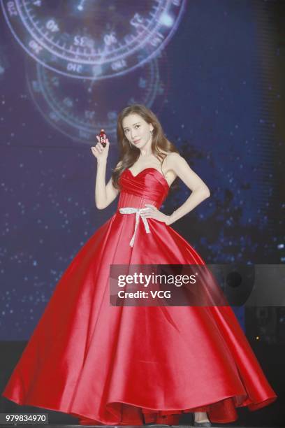 Actress Lin Chi-ling attends a promotional event of skincare brand TST on June 20, 2018 in Nanjing, Jiangsu Province of China.