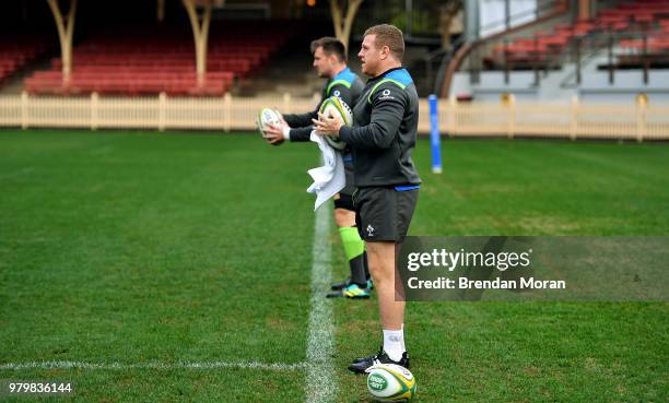 Sydney , Australia - 21 June 2018; Sean Cronin, right, and Niall Scannell during Ireland rugby squad training at North Sydney Oval in Sydney,...