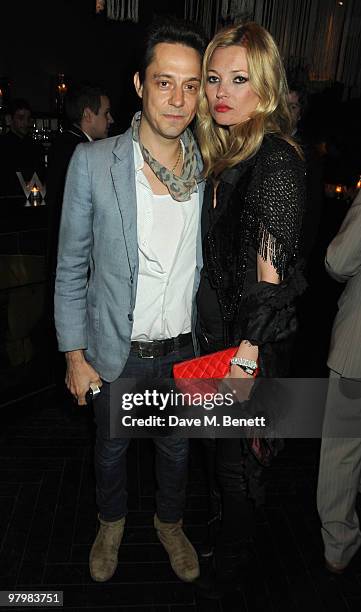 Jamie Hince and Kate Moss attend the W Doha 1st birthday celebration in partnership with The Old Vic, at Chinawhite on March 22, 2010 in London,...