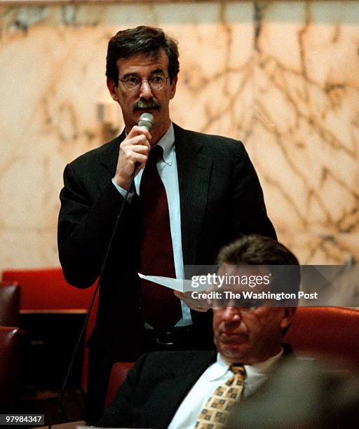 Session- 4/09/01- Annapolis, MD-Final night of the Maryland State legislature. Sen. Brian Frosh speaking about the crabbing bill. By James M....