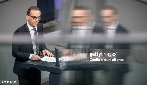 March 2018, Germany, Berlin: Heiko Maas , Foreign Minister, speaking to the deputies in the Bundestag . The parliamentary session's order of the day...