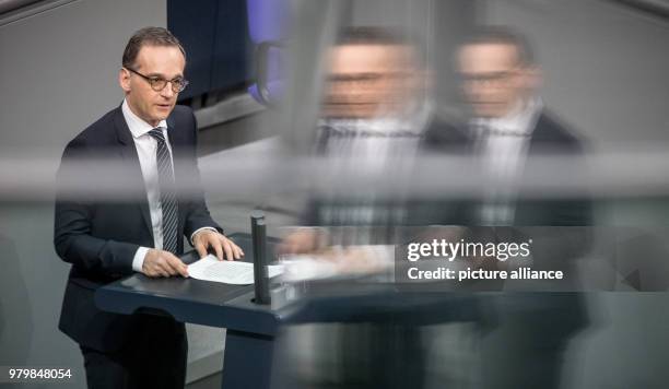 Dpatop - German Foreign Minister Heiko Maas delivers a speech during a session of the German parliament at the Bundestag in Berlin, Germany, 15 March...