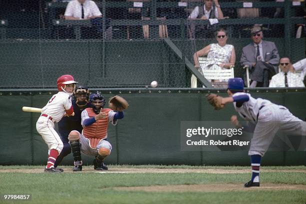 Game action during the 1961 Little League World Series game between Hilo, Hawaii and Montreal, Quebec, Canada at Howard J. Lamade Stadium on August...