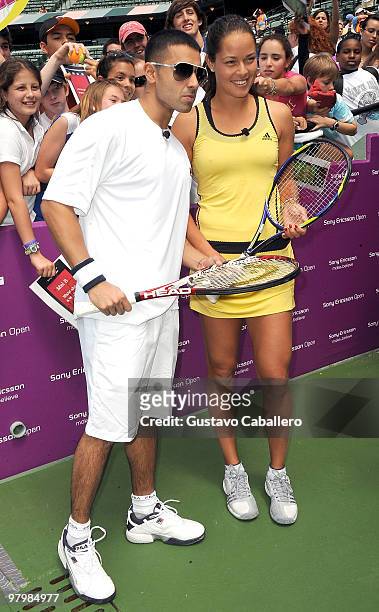 Jay Sean and Ana Ivanovic attends Sony Ericsson Celebrity Exhibition Match at Crandon Park Tennis Center on March 23, 2010 in Key Biscayne, Florida.
